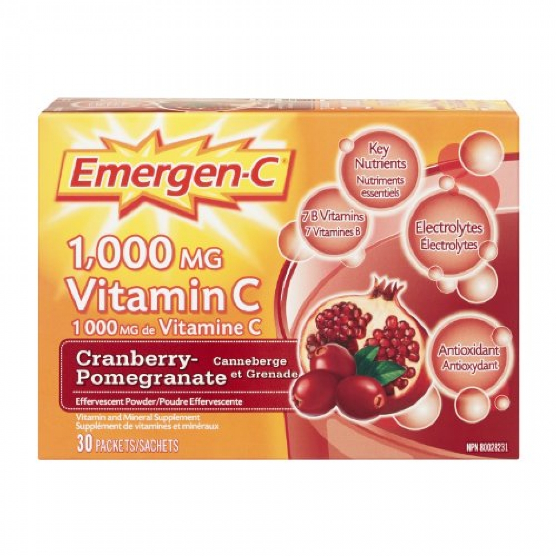 EmergenC 1,000Mg Vitamin C, Cranberry Pomegranate CTC HealthCare