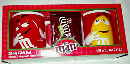 M&M’s Collector Mugs Set with Fun Size Bag of Plain M&M’s Candy – Officially Licensed Product – Made in USA Confections