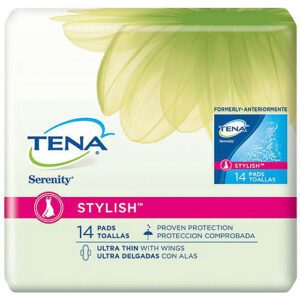 Tena Serenity Stylish Ultra Thin Pads With Wings, 14 Count Incontinence
