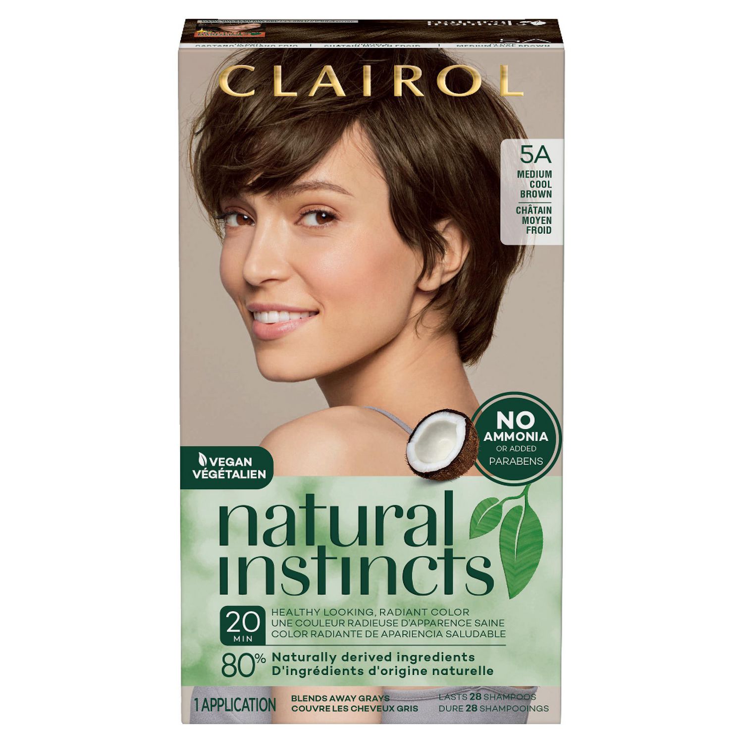 Clairol Natural Instincts Semi-permanent Hair Color, Medium Cool Brown, 5a/24 Hair Colour Treatments