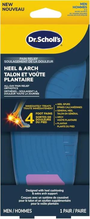 Dr. Scholl's Heel & Arch All-Day Pain Relief Orthotics, 3/4 Length Inserts, Men 8-14, 1 pair