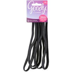 Goody Slideproof Thin Headbands with Silicone Grip Black 6 Ct Hair Accessories