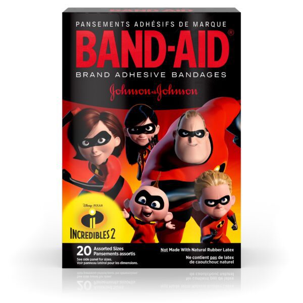 Bandaid Adhesive Bandages Disney Pixar Incredibles 2 Assorted Sizes 20 Each By Bandaid Bandages and Dressings