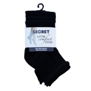 Secret Ladies 3pk Comfort Top Quarter Socks Black 6-10 Clothing, Shoes and Accessories