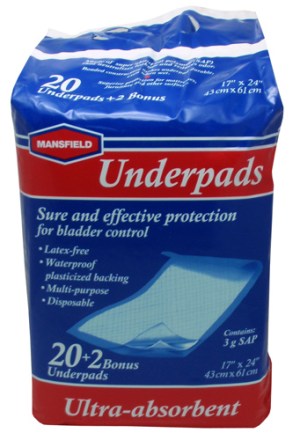 Mansfield Ultra-Absorbent 20 (+2 Bonus) Underpads - Reliable Bladder Control Protection