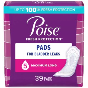 Poise Postpartum Incontinence Feminine Pads for Women - Maximum Absorbency, 39 Count