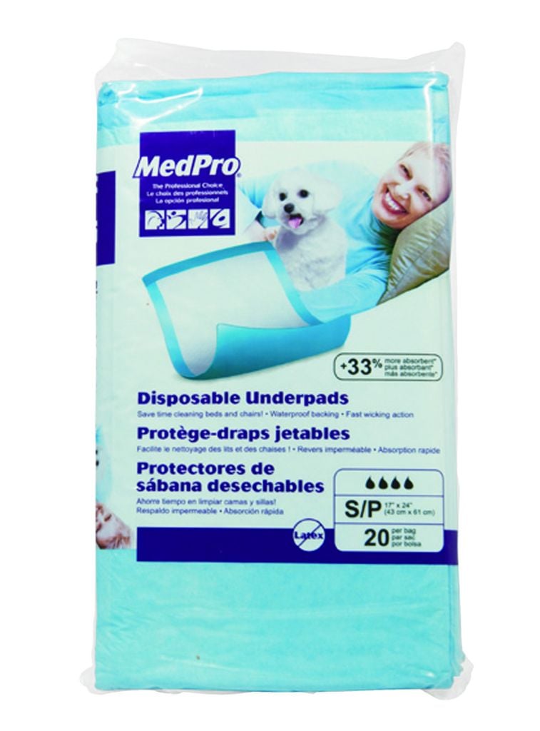 Ultrablok Disposable Incontinence Underpads For Bed + Furniture, White/blue, Small 17 X24" 20 Pack