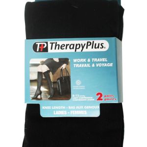 Therapyplus Ladies Support Knee Length Socks Black Soft Lines