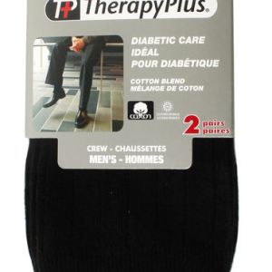 Therapyplus Mens Diabetic Crew Socks Black Soft Lines