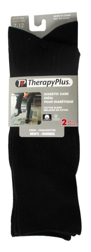 Therapyplus Mens Diabetic Crew Socks Black
