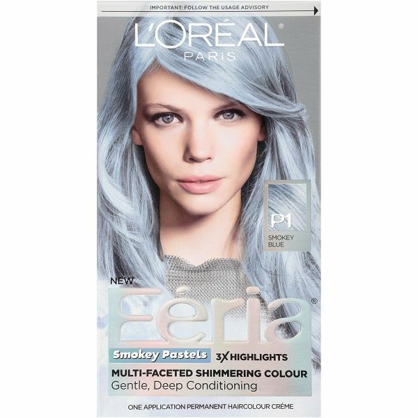 L’oreal Paris Feria Pastels Hair Color, P1 Sapphire Smoke (smokey Blue), 1 Kit Hair Colour Treatments