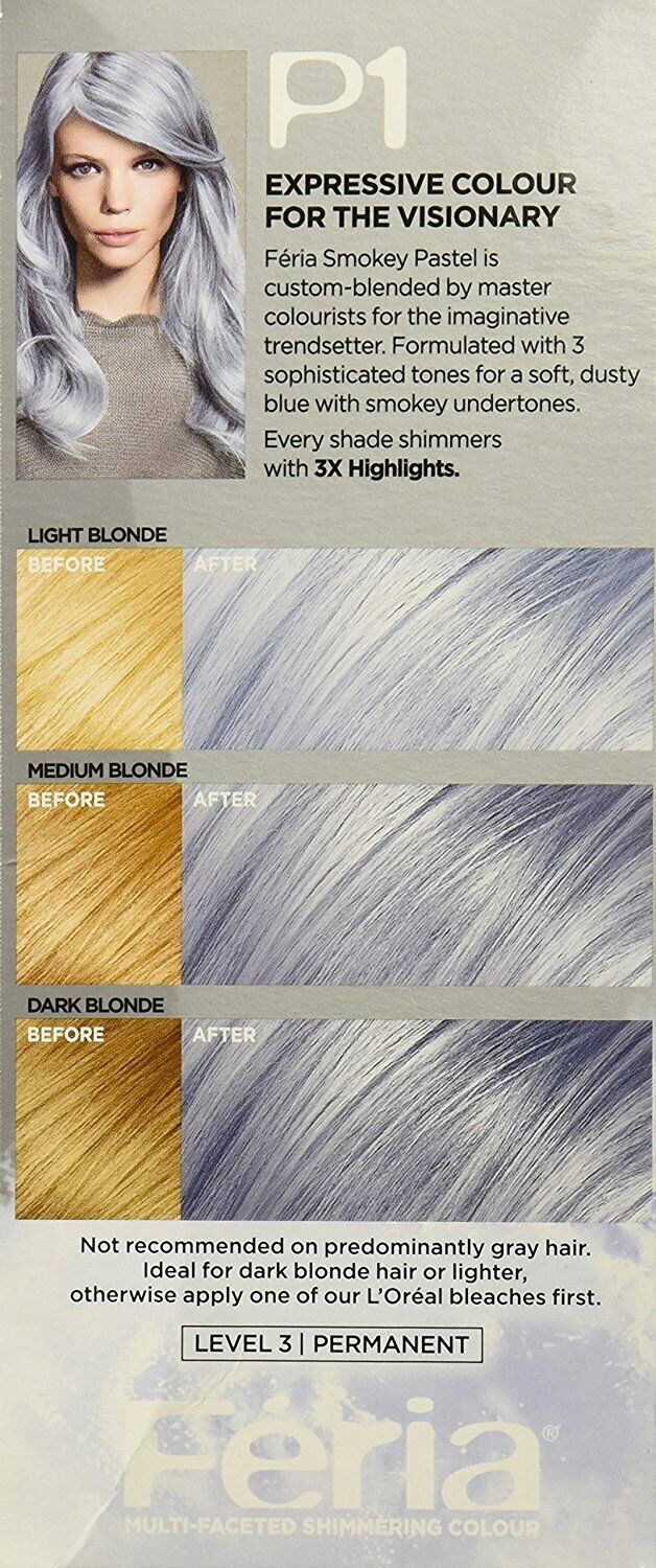 L'oreal Paris Feria Pastels Hair Color, P1 Sapphire Smoke (smokey Blue), 1  Kit – CTC Health
