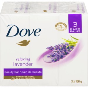 Dove Dove Relaxing Beauty Bar For Dry Skin Lavender 106 G 3 Count 106.0 G Hand And Body Soap