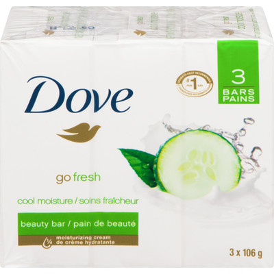 Dove Dove Refreshing Beauty Bar For Revitalized Skin Cucumber And Green Tea 106 G 3 Count 106.0 G