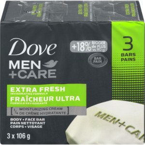 Dove Dove Men+care Body And Face Bar For Refreshed Skin Extra Fresh Moisturizing Cream 106 G 3 Count Hand And Body Soap