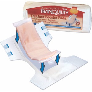 Tranquility TopLiner Incontinence Booster Pads, Pack of 25 - Regular Size (14" x 4")