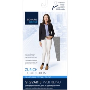 Sea Island Cotton 151cb99 15-20mmhg Womens Closed Toe, Calf Socks - Black, Size B