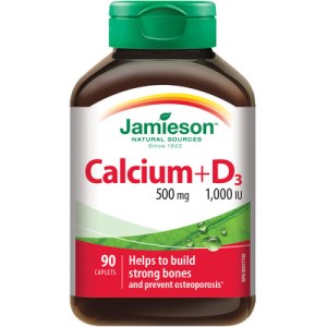 Jamieson Calcium Vitamin D3 1,000 Iu Caplets, 500 Mg 90.0 Count