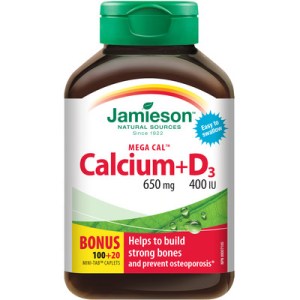 Jamieson Laboratories Jamieson Mega Cal Calcium + Vitamin D3 400 Iu Caplets, 650 Mg Vitamins And Minerals