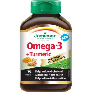 Jamieson No Fishy Aftertaste Omega-3 + Turmeric 75.0 Count