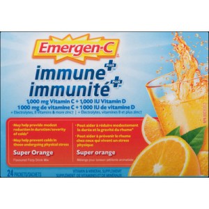 Emergen C Emergen-c Immune+ Vitamin C & Mineral Supplement Fizzy Drink Mix, Super Orange, Ets 24.0 Pk Diet/Nutritional Supplements