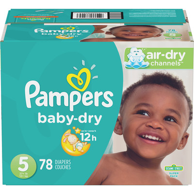 Pampers Baby Dry Super Pack – 5 Baby Diapers and Wipes