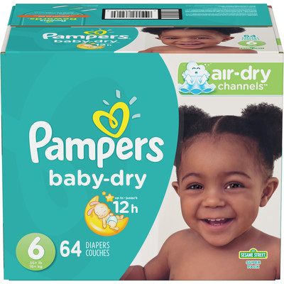 Pampers Baby Dry Super Pack – 6 Baby Diapers and Wipes