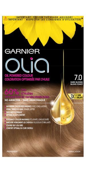 Garnier Olia Oil Powered Permanent Hair Color, 7.0 Dark Blonde, 1 Kit