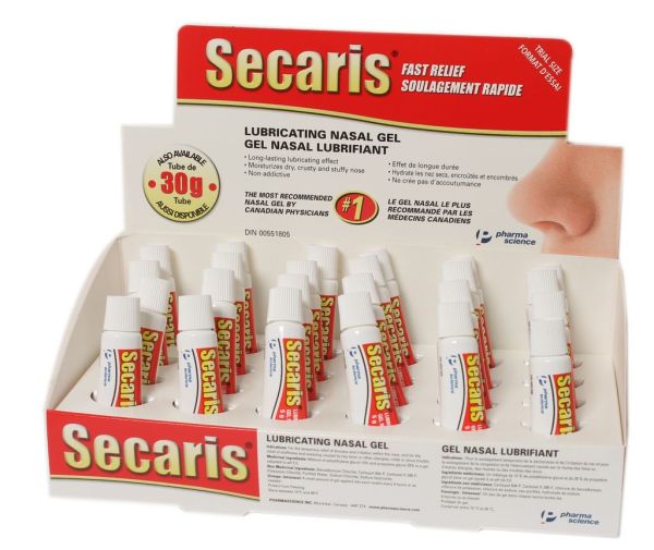 Pharmascience Secaris Lubricating Nasal Gel Display 24 Units Cough and Cold