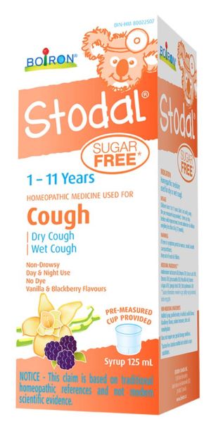 Boiron Children's Stodal Sugar Free Is A Homeopathic Syrup For Wet Or Dry Cough In Children 1 To 11 Years Of Age. 125.0 Ml