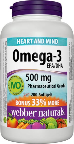 Webber Omega-3 500 Mg Epa/dha Pharmaceutical Grade 200.0 Capsules
