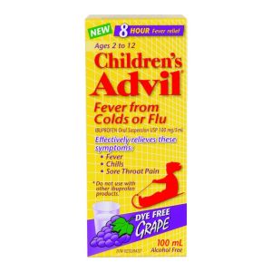 Children’s Advil Fever From Colds Or Flu Suspension Dye-free Grape 100 Ml Cough and Cold