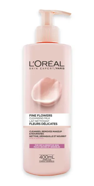 L'oreal Fine Flowers Cleansing Milk, With Rose & Jasmine Flower Extracts 400.0 Ml