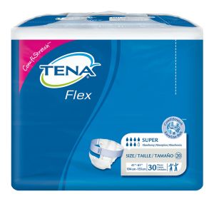 Tena Flex Super Adult Heavy-absorbent Incontinence Belted Undergarment, Size 20 41- 61Inch Pack of 30