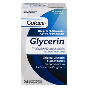 Colace Original Glycerin Suppositories Laxatives, Fibre and Anti-Diarrheals