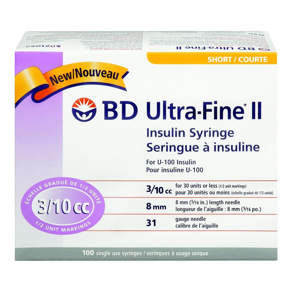 Becton Dickinson Ultra Fine Ii 3/10cc 31 Gauge Syringe 100 Each