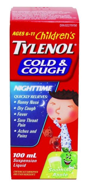 Tylenol Children S Tylenol Cold & Cough Nighttime Suspension Liquid, Soothing Apple, 100 Ml