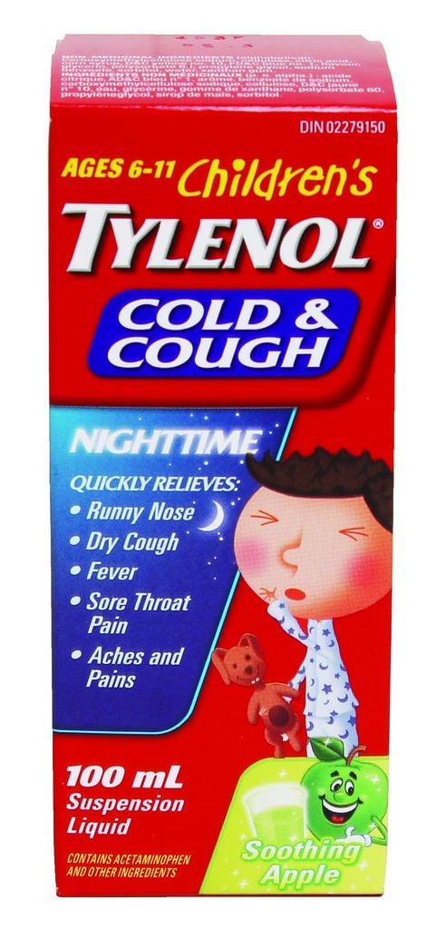 Tylenol Children S Tylenol Cold & Cough Nighttime Suspension Liquid, Soothing Apple, 100 Ml