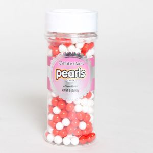 SweetWorks Celebration Pearls 5oz Shim White Red Confections