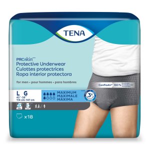 TENA ProSkin Incontinence Underwear for Men - Moderate Absorbency, Size Large 18 Pack