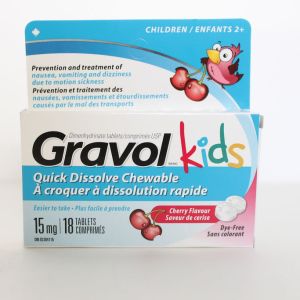 Gravol Kids Quick Dissolve Chewable Tablets Antinauseants