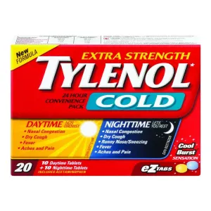 Extra Strength Tylenol Cold Daytime/nighttime Eztabs, 20 Count