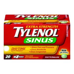 Tylenol Extra Stength Sinus Ez Tabs, Relieves Sinus Congestion & Other Sinus Symptoms, Daytime, 20ct