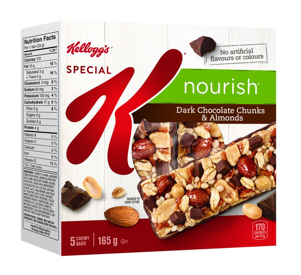 Kellogg's Special K Nourish Dark Chocolate Chunks & Almond Chewy Bars, 5 Bars, 165g
