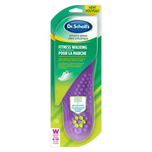 Dr. Scholl’s Fitness Walking Insoles With Stimulating Nodes Women Size 6-10 Insoles, Arch and Heel Supports