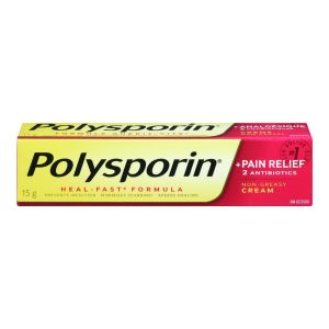 Polysporin Plus Pain Relief Antibiotic Cream, Heal-fast Formula, 15g Topical