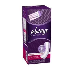 Always Xtra Protection Daily Liners Unscented, Extra Long – 34.0 Ea Feminine Hygiene