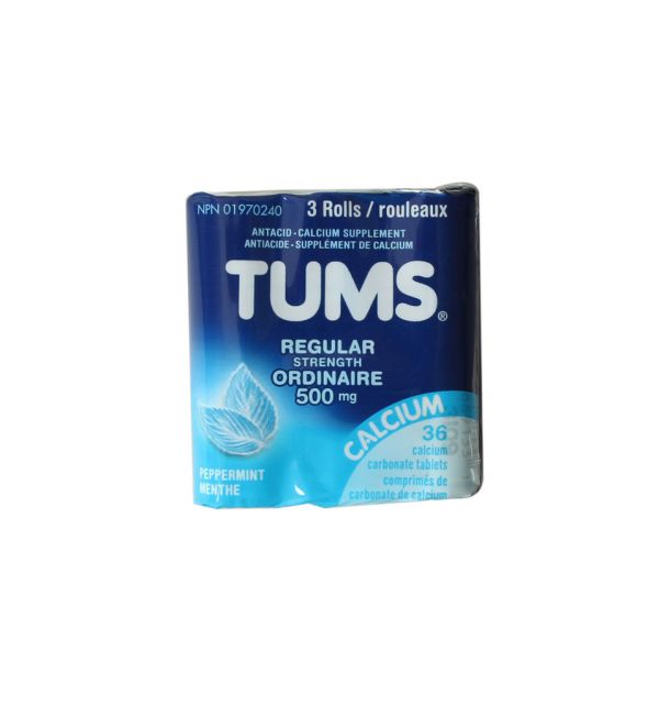 Tums Regular Strength Peppermint Antacids and Digestive Support