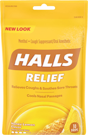 Halls Halls Relief Mentho-lyptus Honey Lemon Flavour, 30 Cough Drops 30.0 Ea