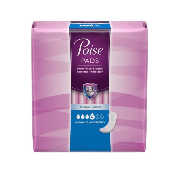 Poise Incontinence Pads, Moderate Absorbency, Regular Length Regular Length – 20.0 Ea Incontinence